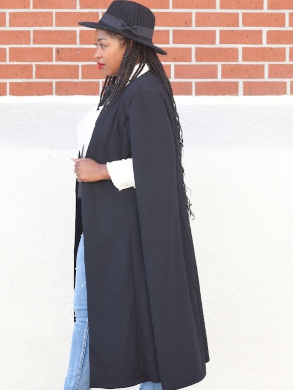 SHEIN Collarless Open Front Cape Blazer/Jacket in Black